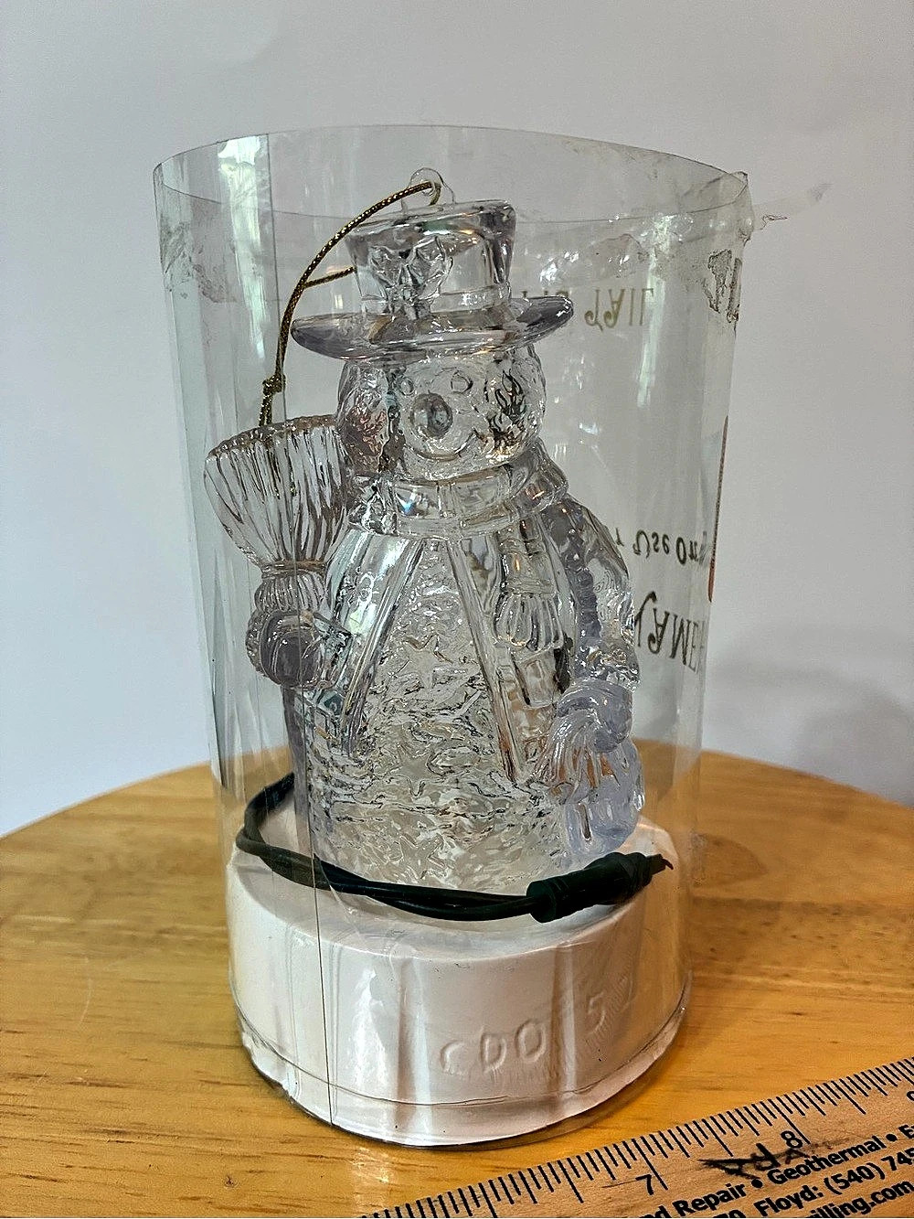 Vintage Clear Snowman Lighted Ornament